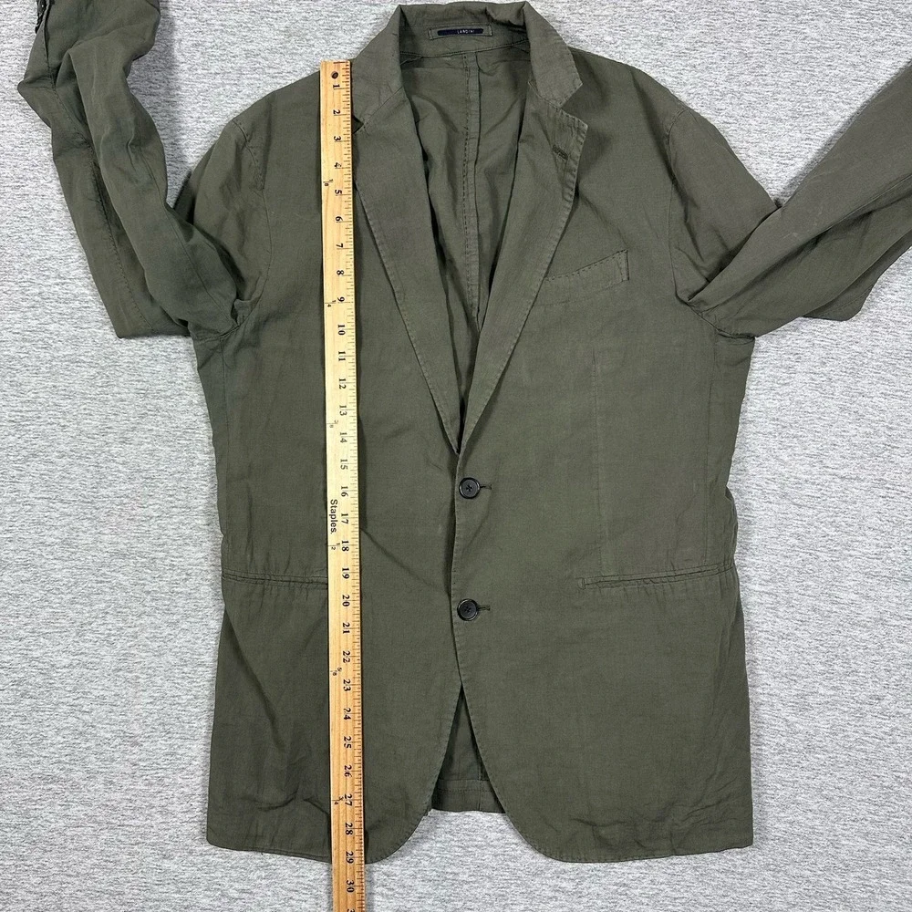 Lardini Blazer Mens 42 Green Gray Unstructured Lightweight Cotton Linen Travel